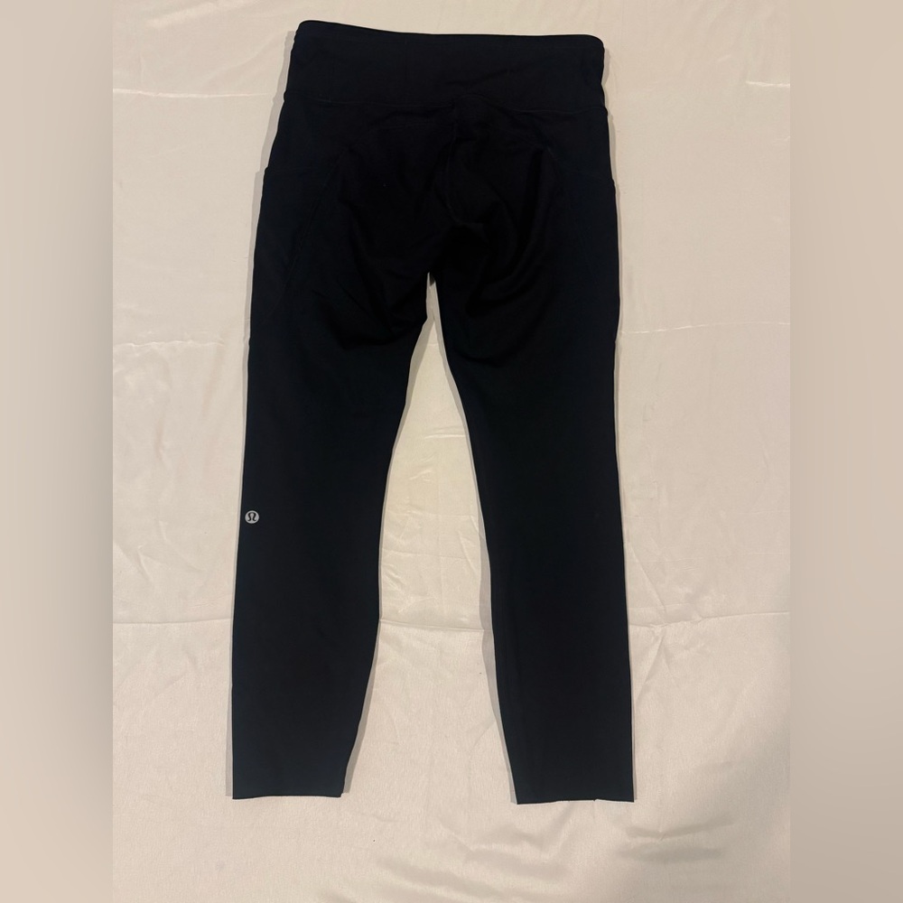 Lululemon Black High-Rise Leggings Size 10 Logo Athleisure Yoga Pants - Picture 3 of 6